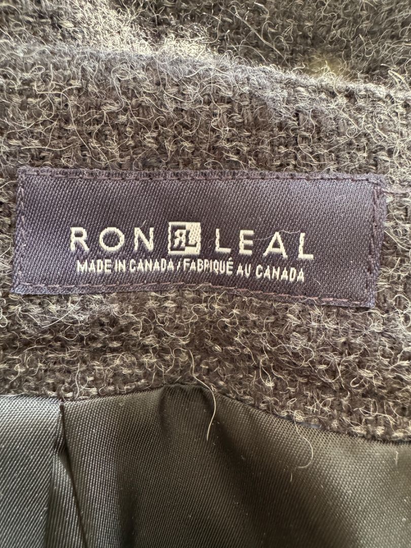 Ron Leal Charcoal Alpaca–Linen Pleated A-Line Skirt – Size 14