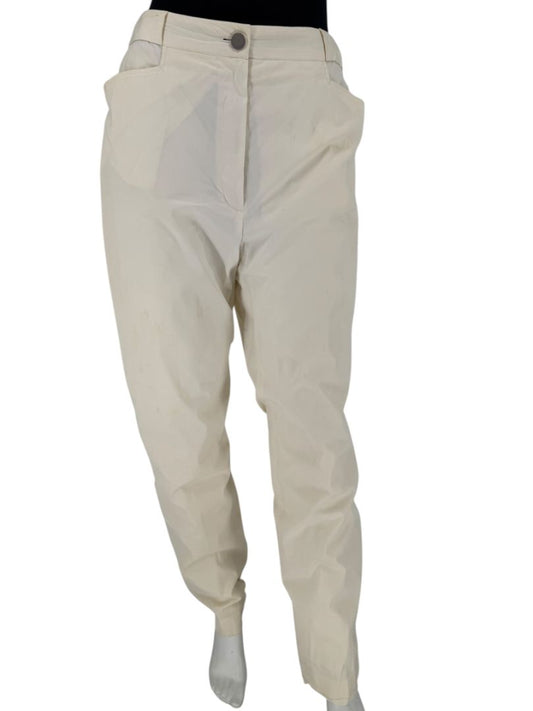 Chanel Ivory Cotton-Blend Tapered Trousers – Size FR 44