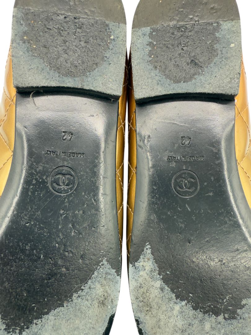 Chanel Gold & Bronze Quilted Patent Leather Ballet Flats – Size 42