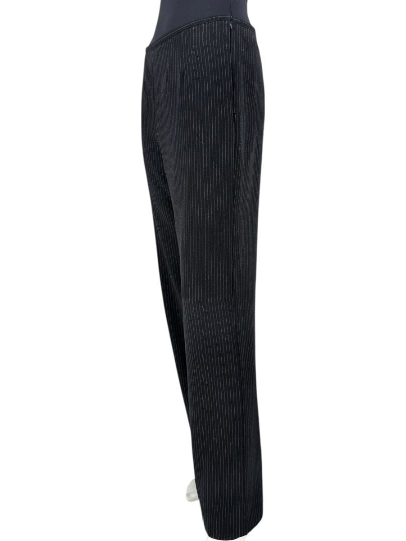 Armani Collezioni Black Pinstripe Virgin Wool Blend Dress Pants – Made in Italy – Size 48 / US 12