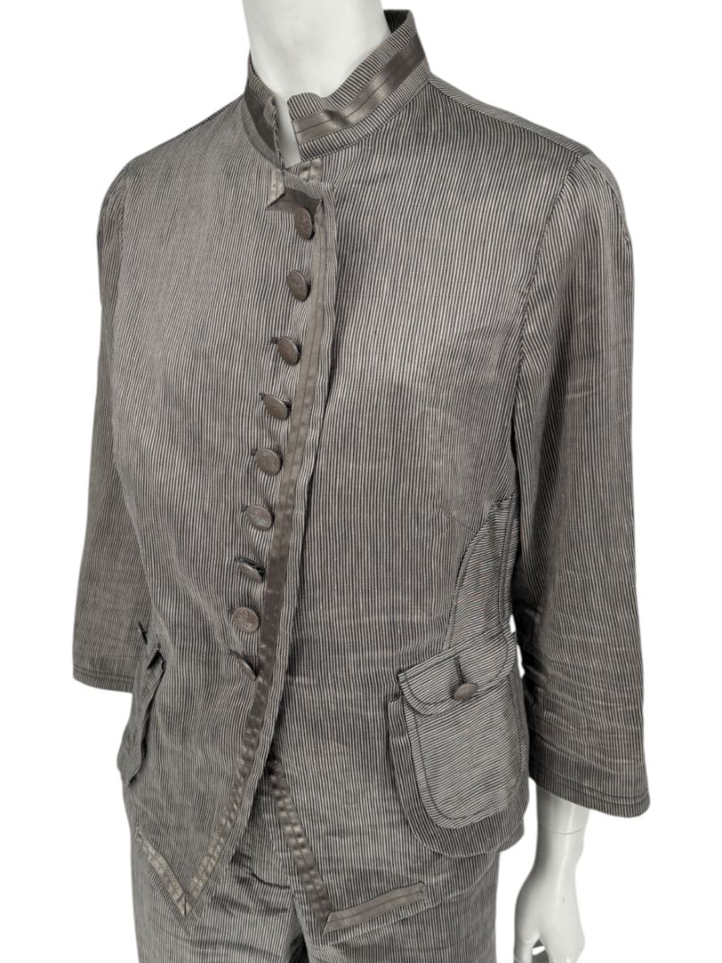 M. Siamo Women’s Striped Linen-Silk Blend Two-Piece Suit – Size 12