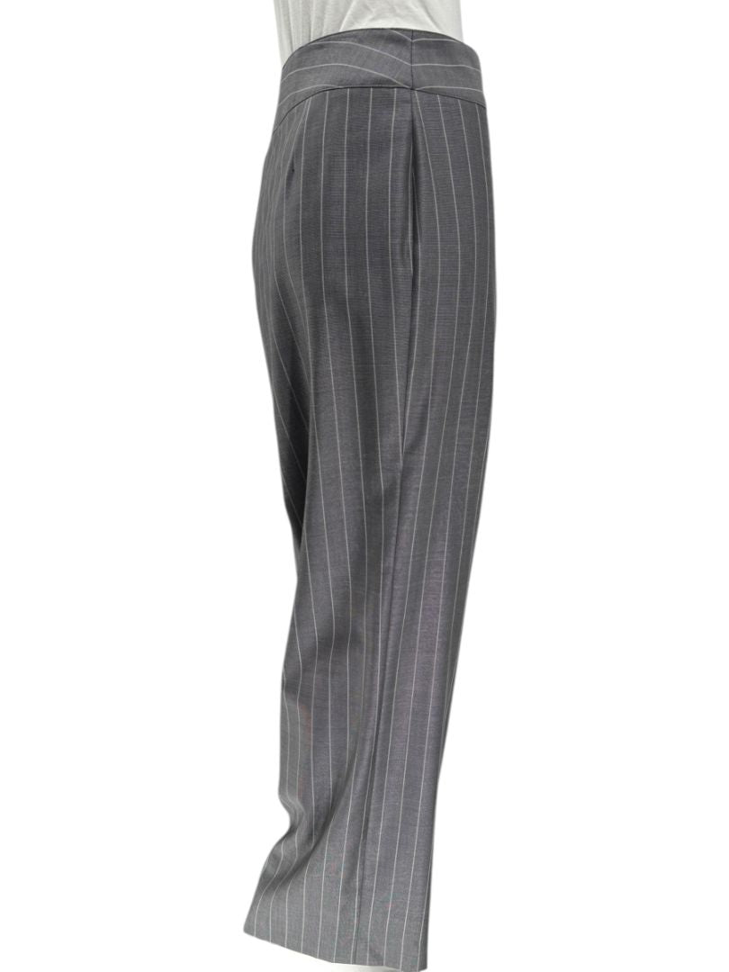 Armani Collezioni Gray Pinstripe Wide-Leg Trousers – Size 12