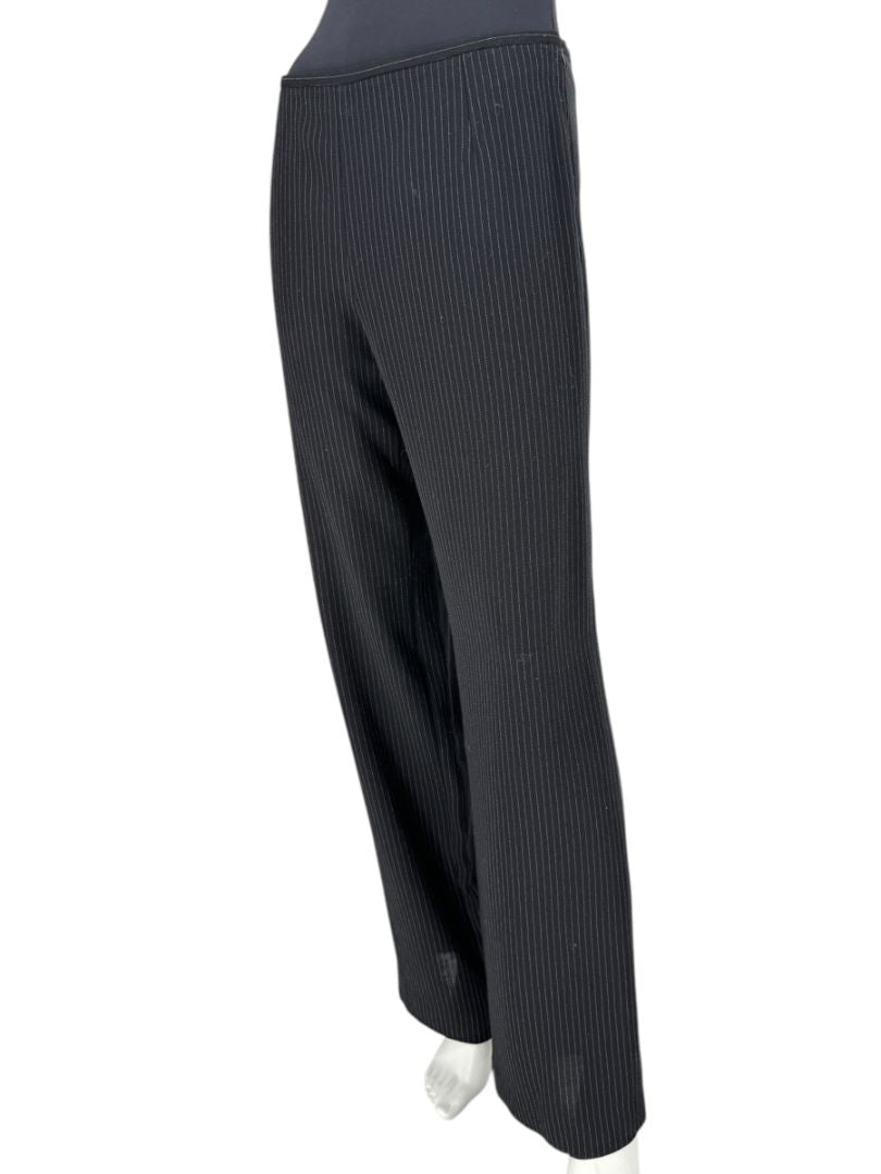 Armani Collezioni Black Pinstripe Virgin Wool Blend Dress Pants – Made in Italy – Size 48 / US 12