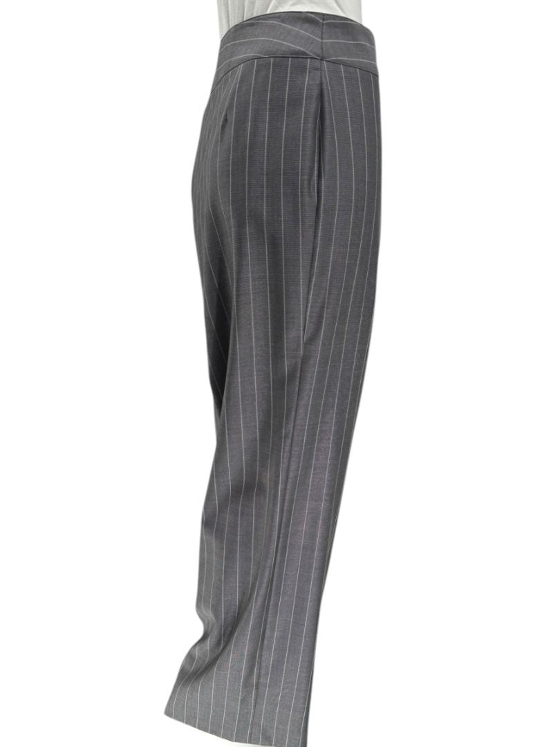 Armani Collezioni Gray Pinstripe Wide-Leg Trousers – Size 12