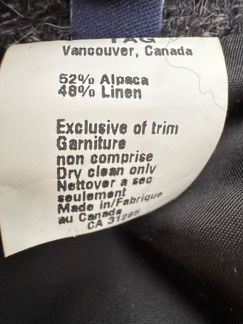 Ron Leal Charcoal Alpaca–Linen Pleated A-Line Skirt – Size 14