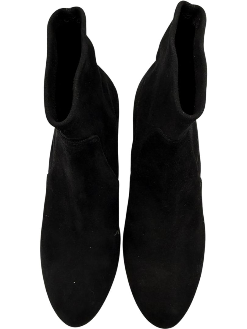 Charlotte Olympia Black Suede Ankle Booties with Studded Gold Heels – Size 39