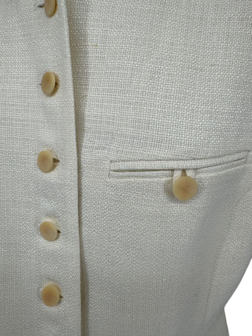 Linda Allard for Ellen Tracy Women’s Ivory Linen-Blend Vest – Size 14
