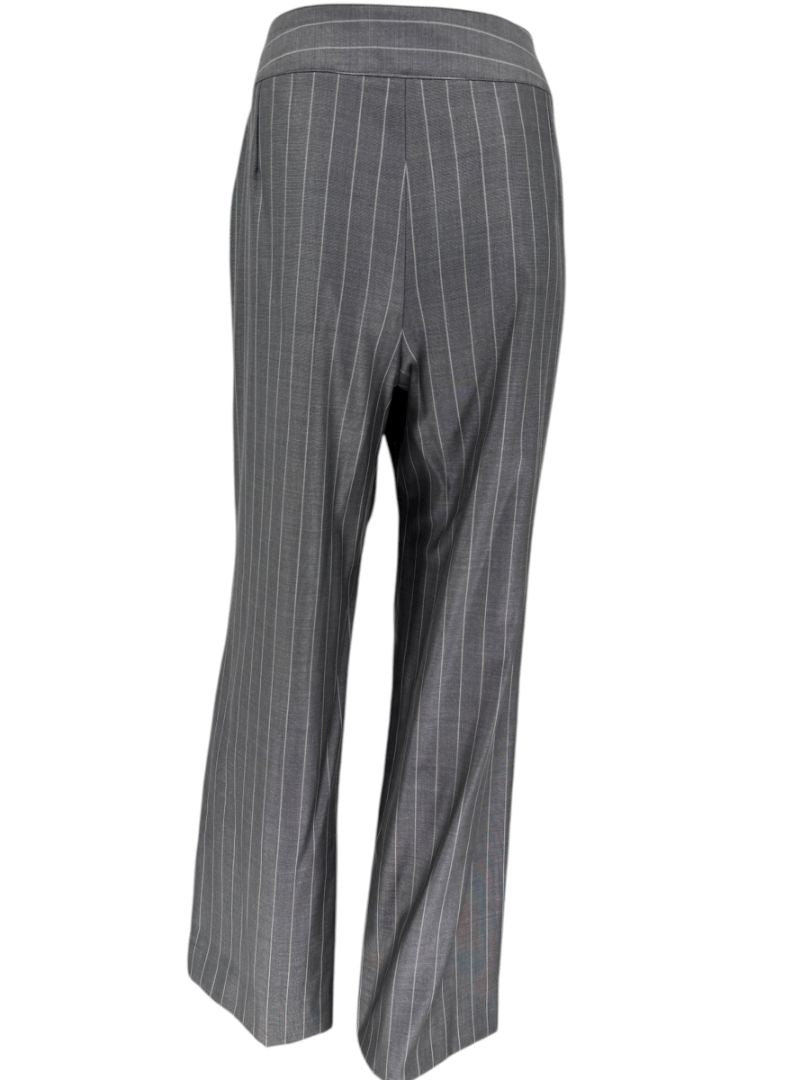 Armani Collezioni Gray Pinstripe Wide-Leg Trousers – Size 12
