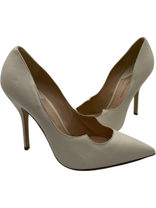 Paul Andrew Ivory Leather Scallop Pumps - Size 39