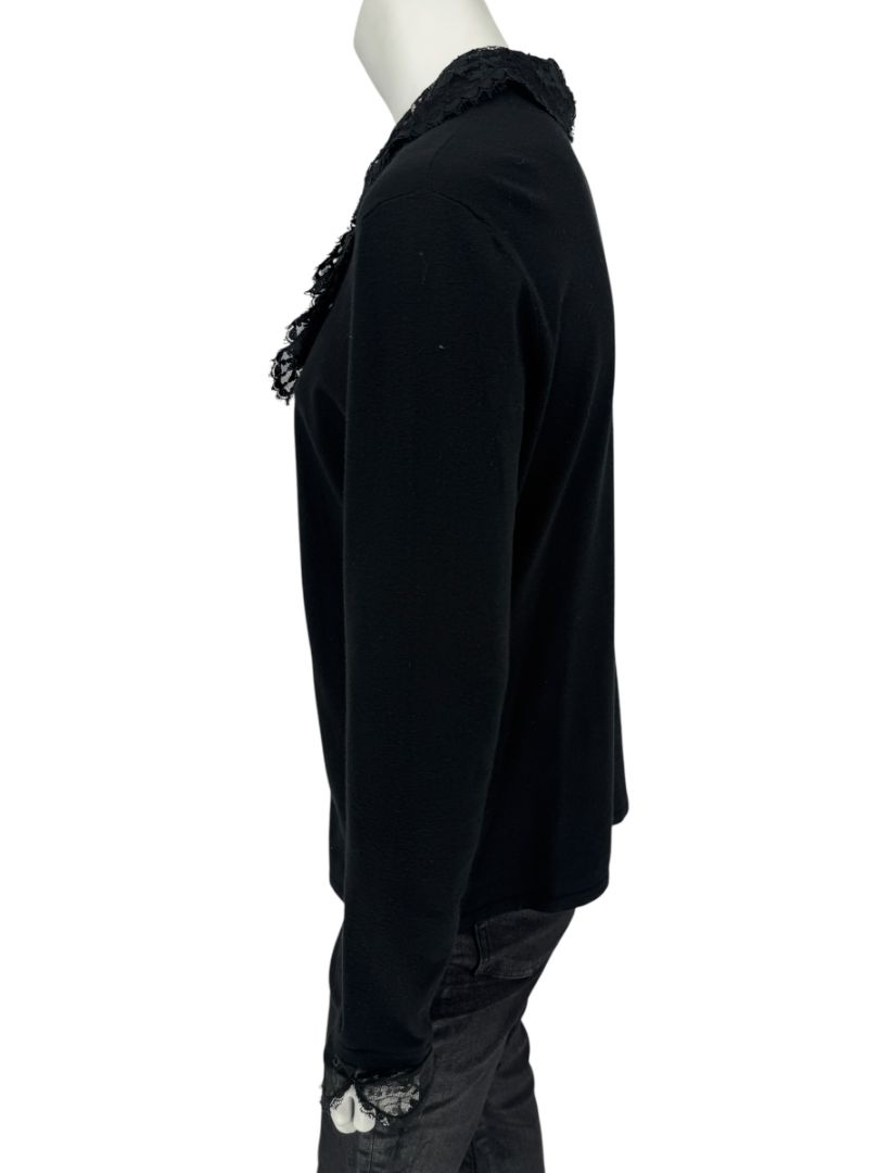 Rena Lange Black Lace Ruffle Blouse – Size 40 (US 8)