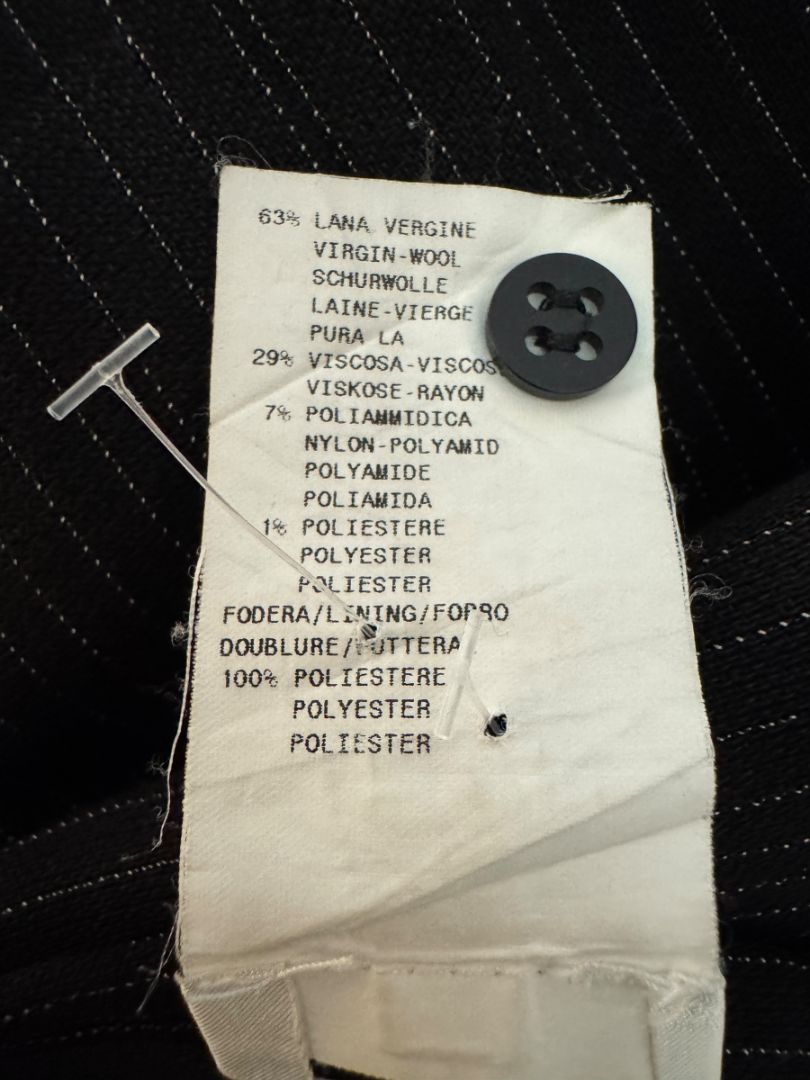 Armani Collezioni Black Pinstripe Virgin Wool Blend Dress Pants – Made in Italy – Size 48 / US 12