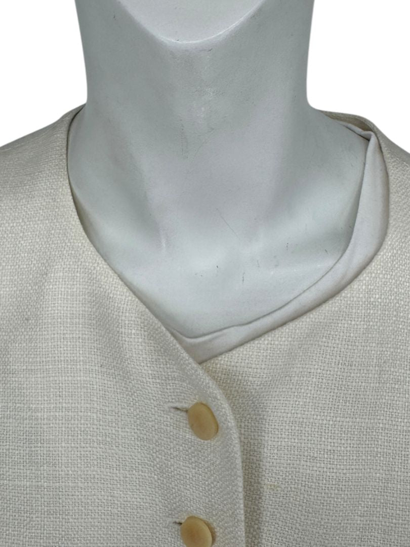 Linda Allard for Ellen Tracy Women’s Ivory Linen-Blend Vest – Size 14