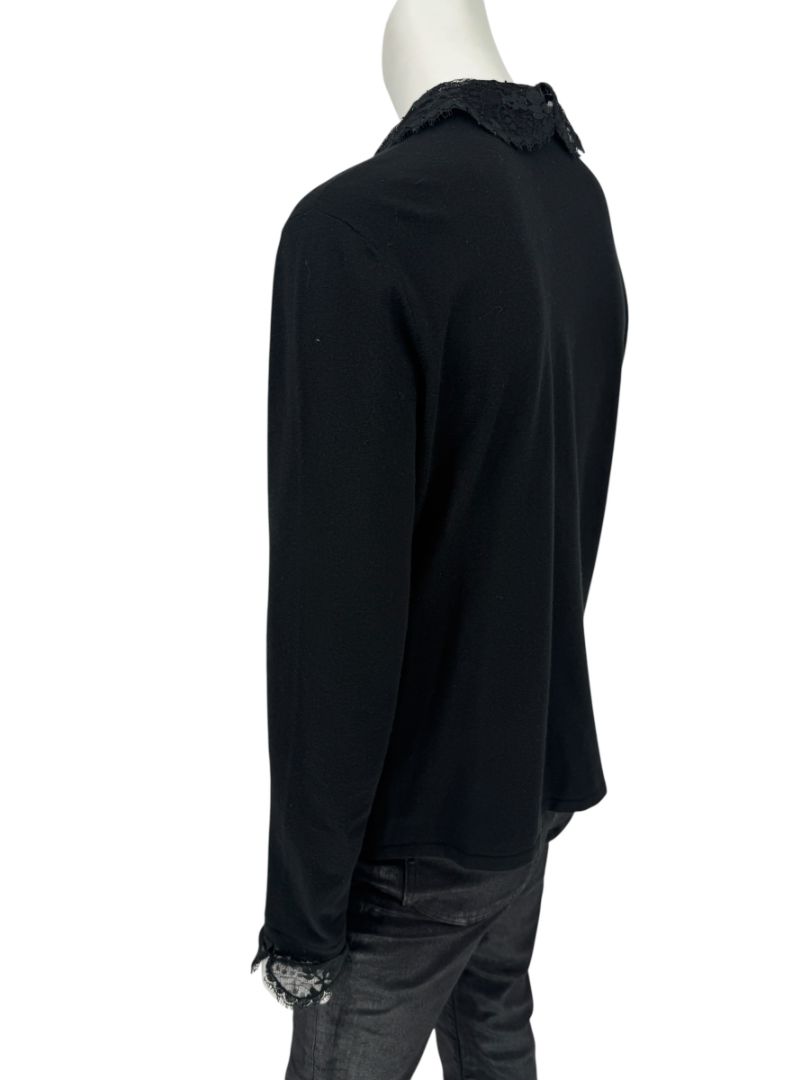 Rena Lange Black Lace Ruffle Blouse – Size 40 (US 8)