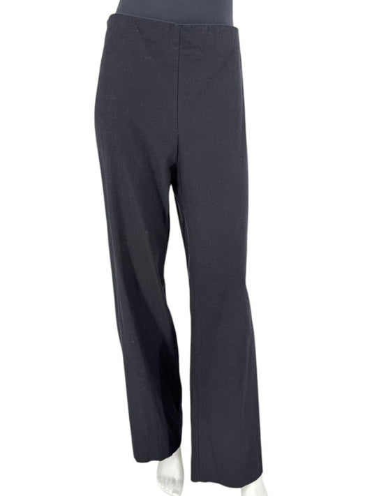 Equestrian Black Wide-Leg Linen Blend Pants – Size L