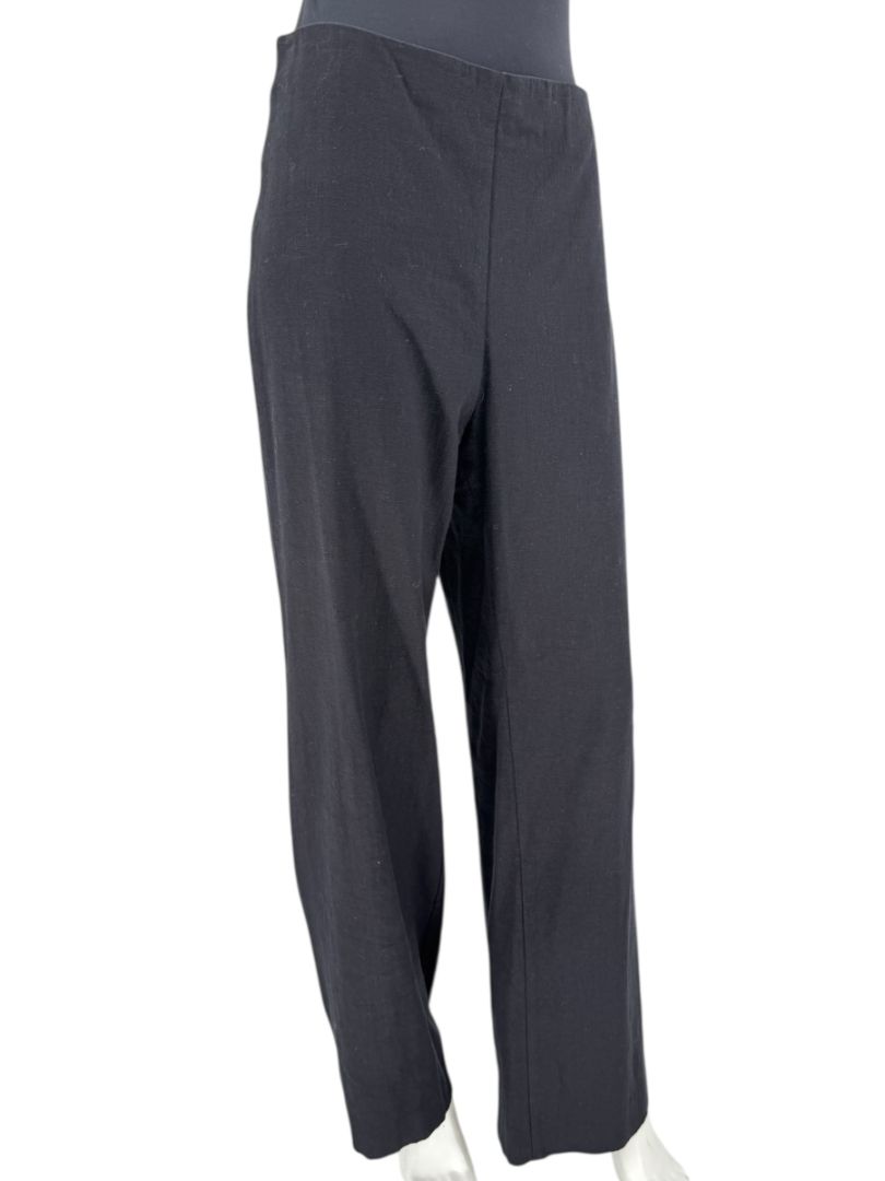 Equestrian Black Wide-Leg Linen Blend Pants – Size L