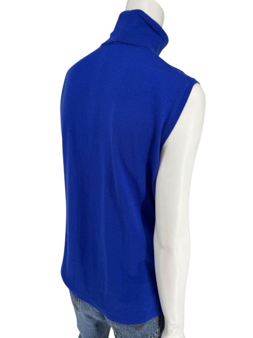 Lafayette 148 New York Royal Blue Sleeveless Turtleneck Sweater – Size L