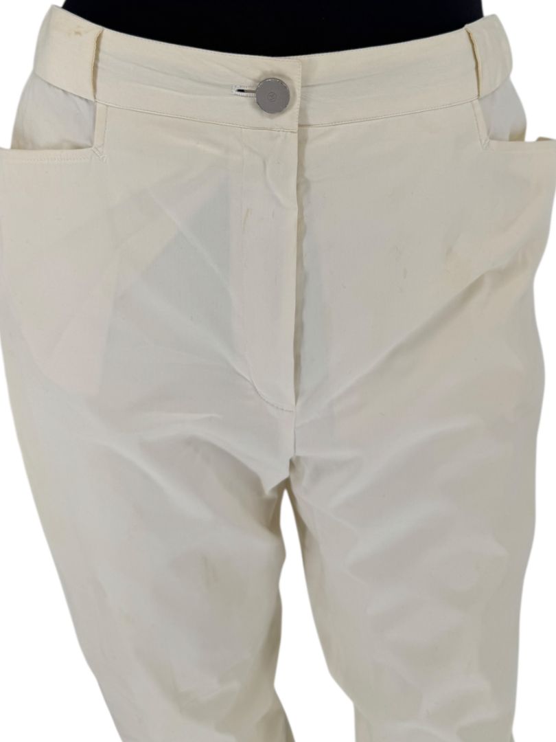 Chanel Ivory Cotton-Blend Tapered Trousers – Size FR 44