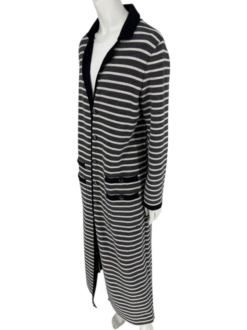 Chanel Reversible Striped Wool Long Cardigan Coat – Cruise 2010 “Venice” Collection – Size 44