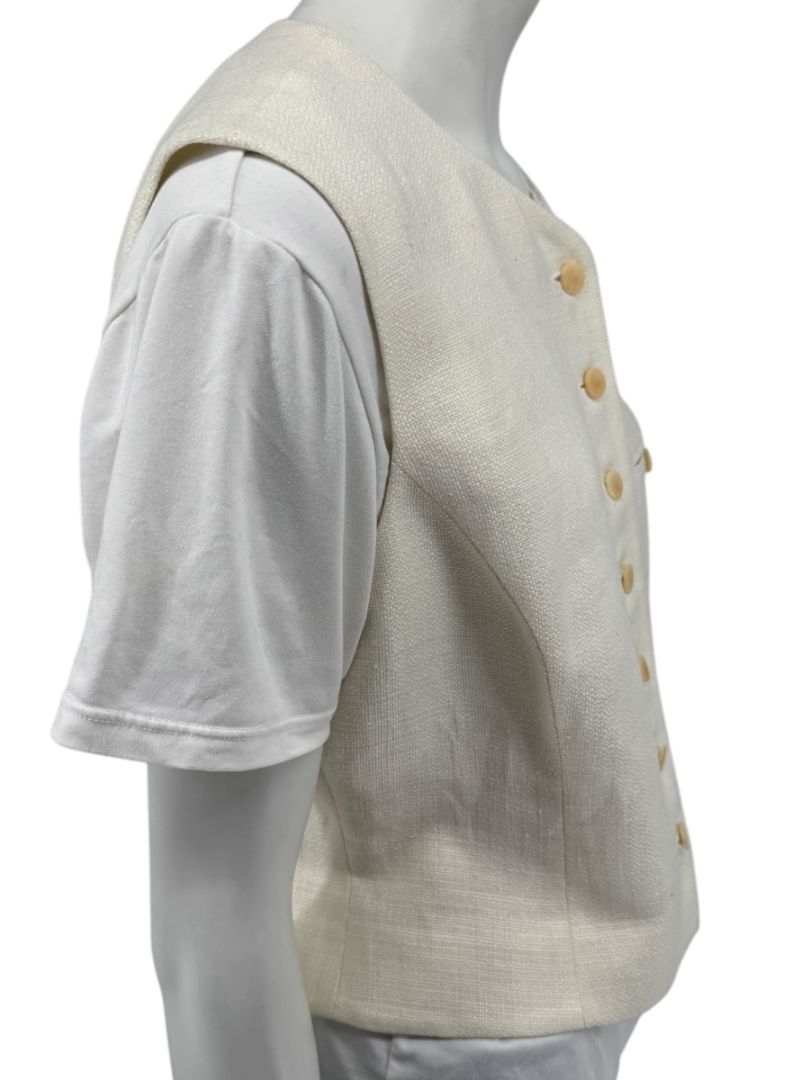 Linda Allard for Ellen Tracy Women’s Ivory Linen-Blend Vest – Size 14