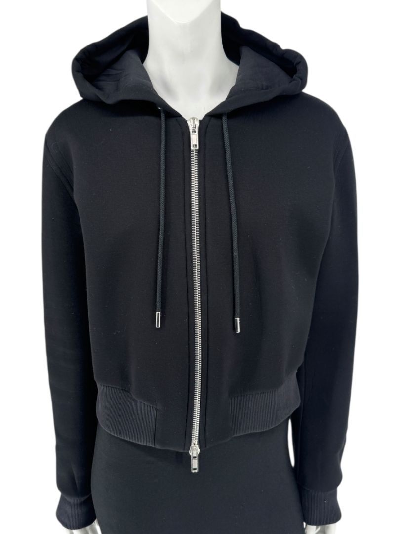 Givenchy Paris Black Cropped Zip Hoodie – Size M