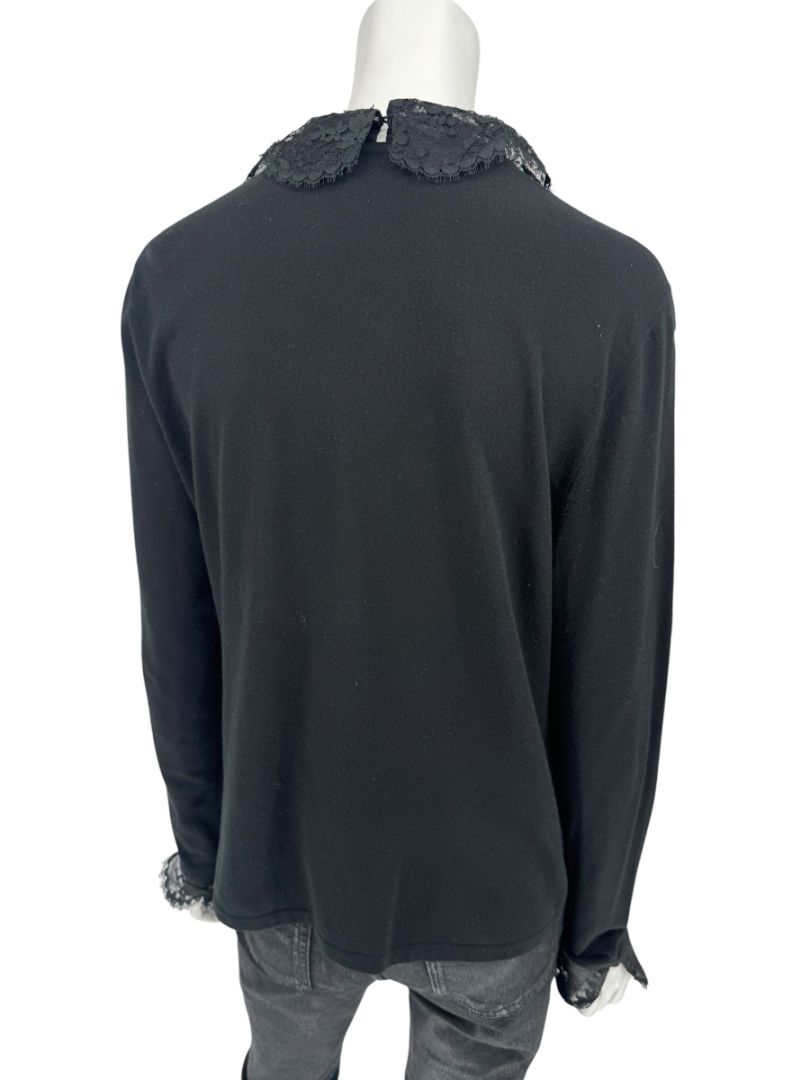 Rena Lange Black Lace Ruffle Blouse – Size 40 (US 8)