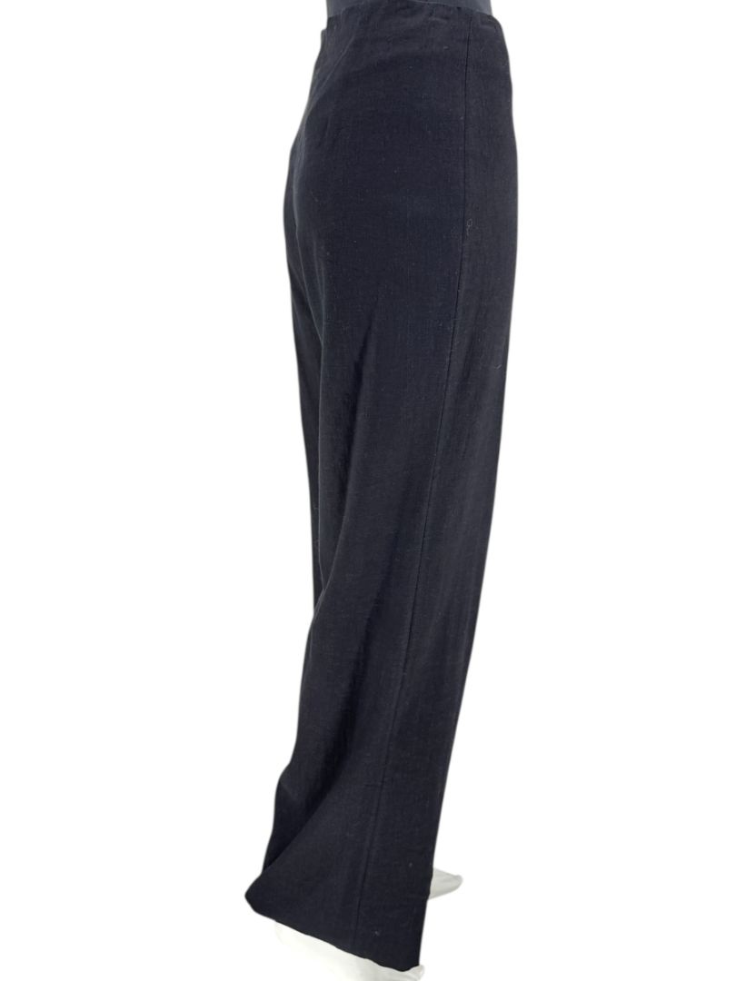 Equestrian Black Wide-Leg Linen Blend Pants – Size L