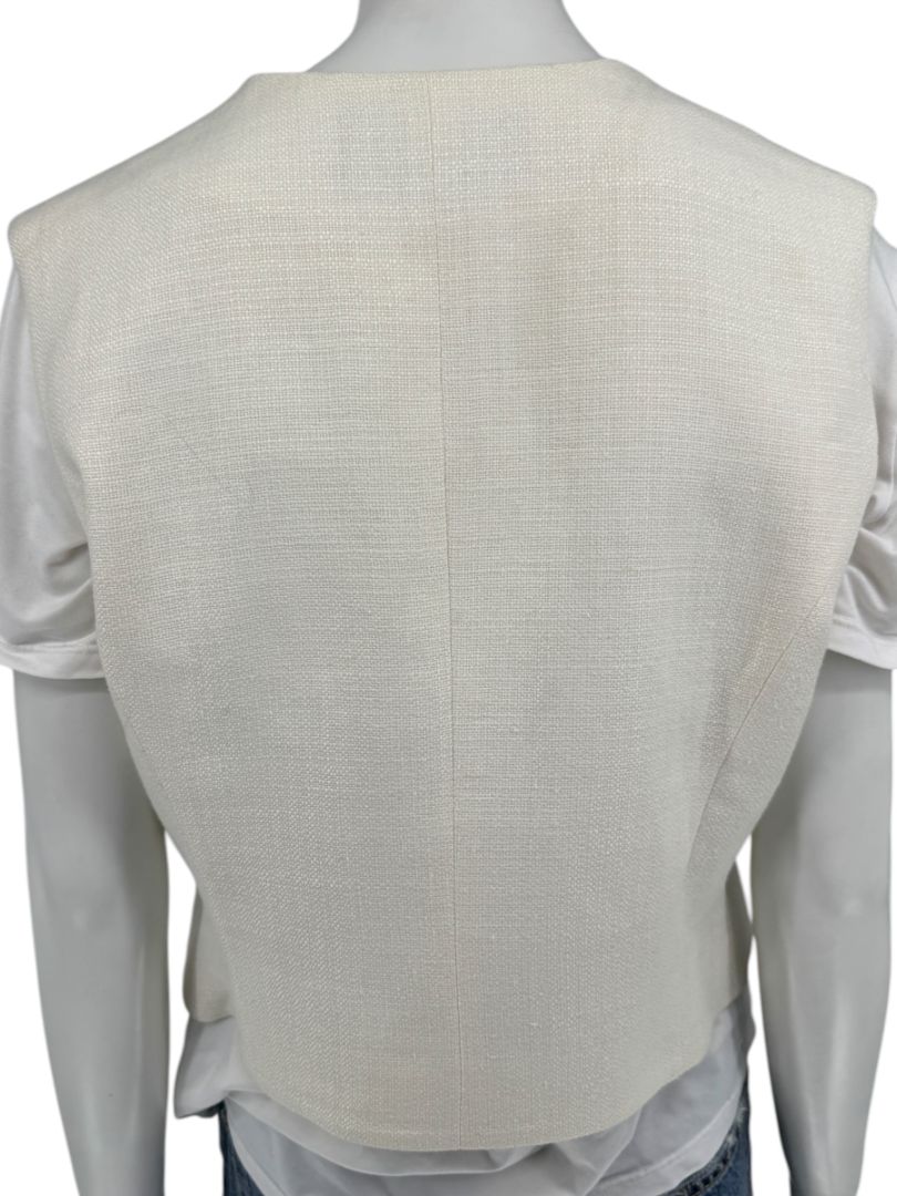 Linda Allard for Ellen Tracy Women’s Ivory Linen-Blend Vest – Size 14