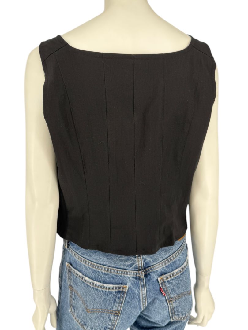 Ivan Grundahl Black Structured Hook-Front Corset Top – Size 44