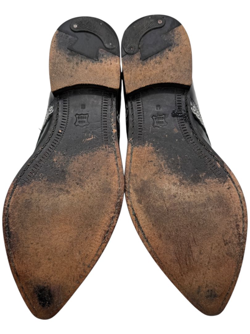 Junya Watanabe Comme des Garçons Black Leather Embroidered Oxford Shoes – Size 25 Mens Japan