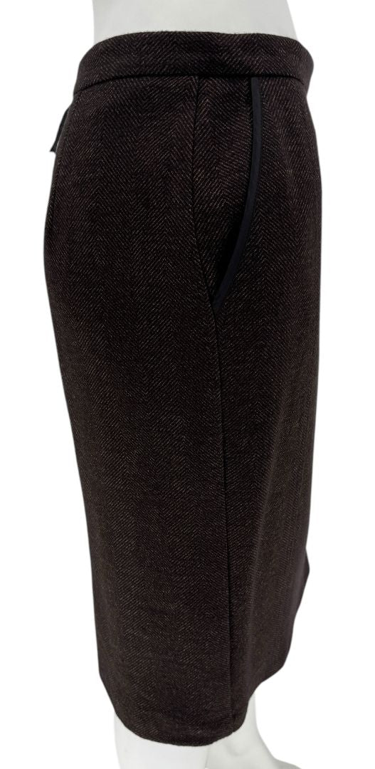 Maxmara Brown Herringbone Skirt Suit - Size 44