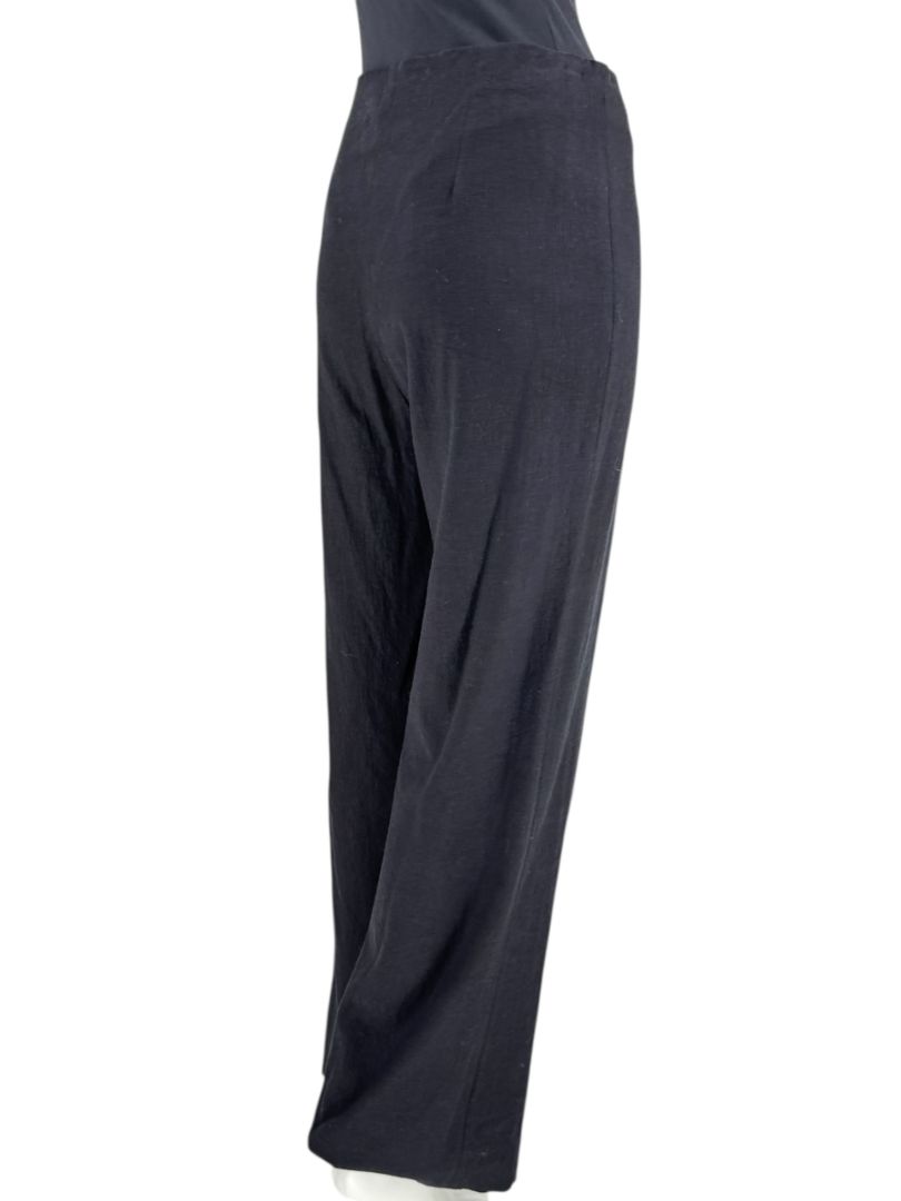 Equestrian Black Wide-Leg Linen Blend Pants – Size L