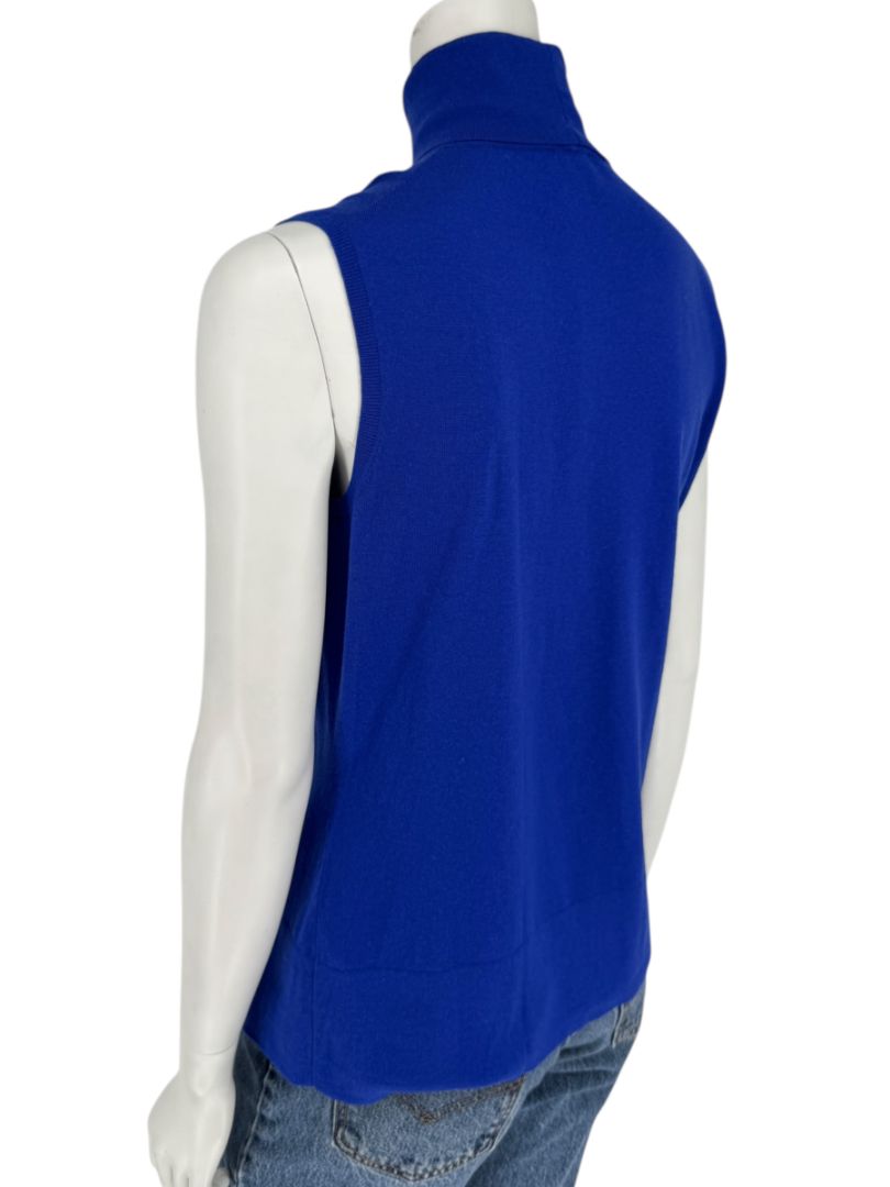 Lafayette 148 New York Royal Blue Sleeveless Turtleneck Sweater – Size L