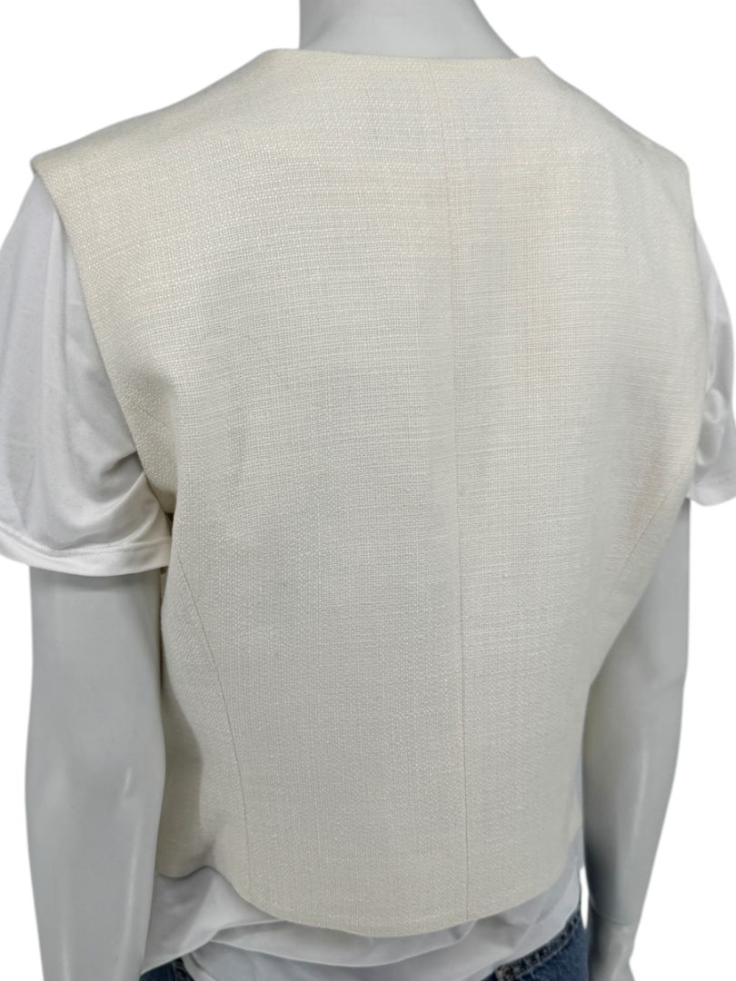 Linda Allard for Ellen Tracy Women’s Ivory Linen-Blend Vest – Size 14