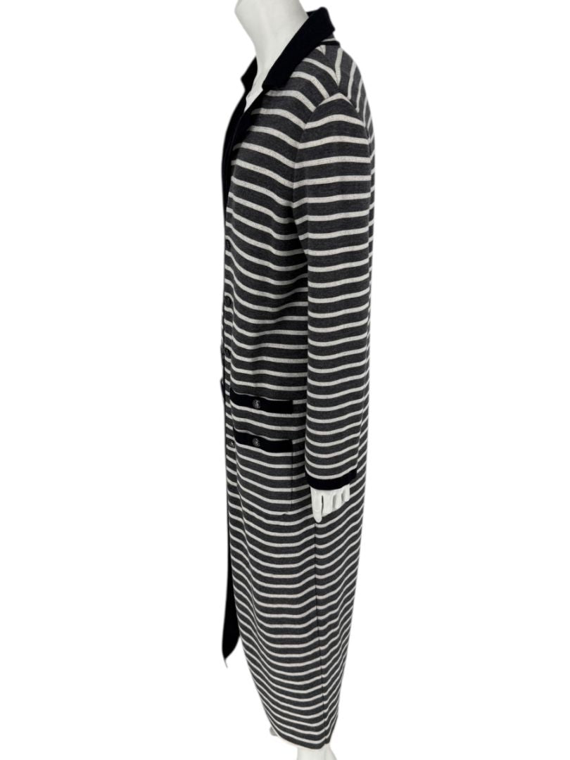 Chanel Reversible Striped Wool Long Cardigan Coat – Cruise 2010 “Venice” Collection – Size 44