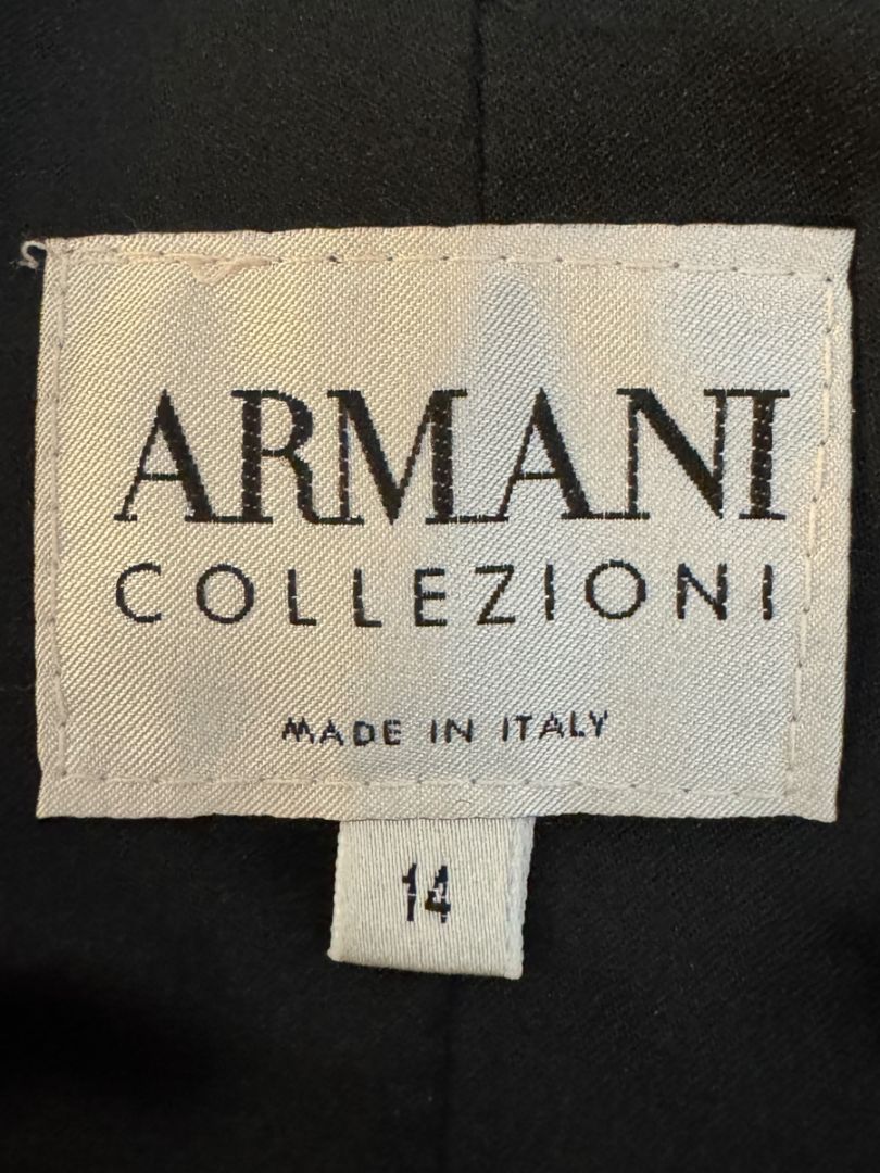 Armani Collezioni Black Silk Peplum Blazer – Size 14
