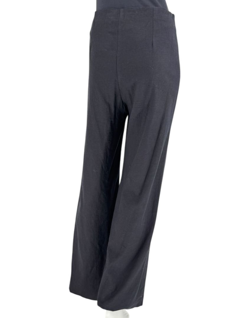Equestrian Black Wide-Leg Linen Blend Pants – Size L