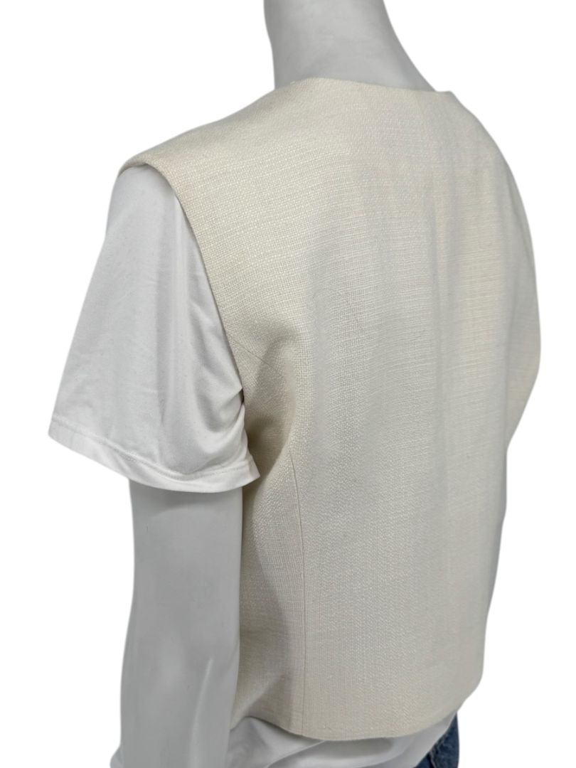 Linda Allard for Ellen Tracy Women’s Ivory Linen-Blend Vest – Size 14