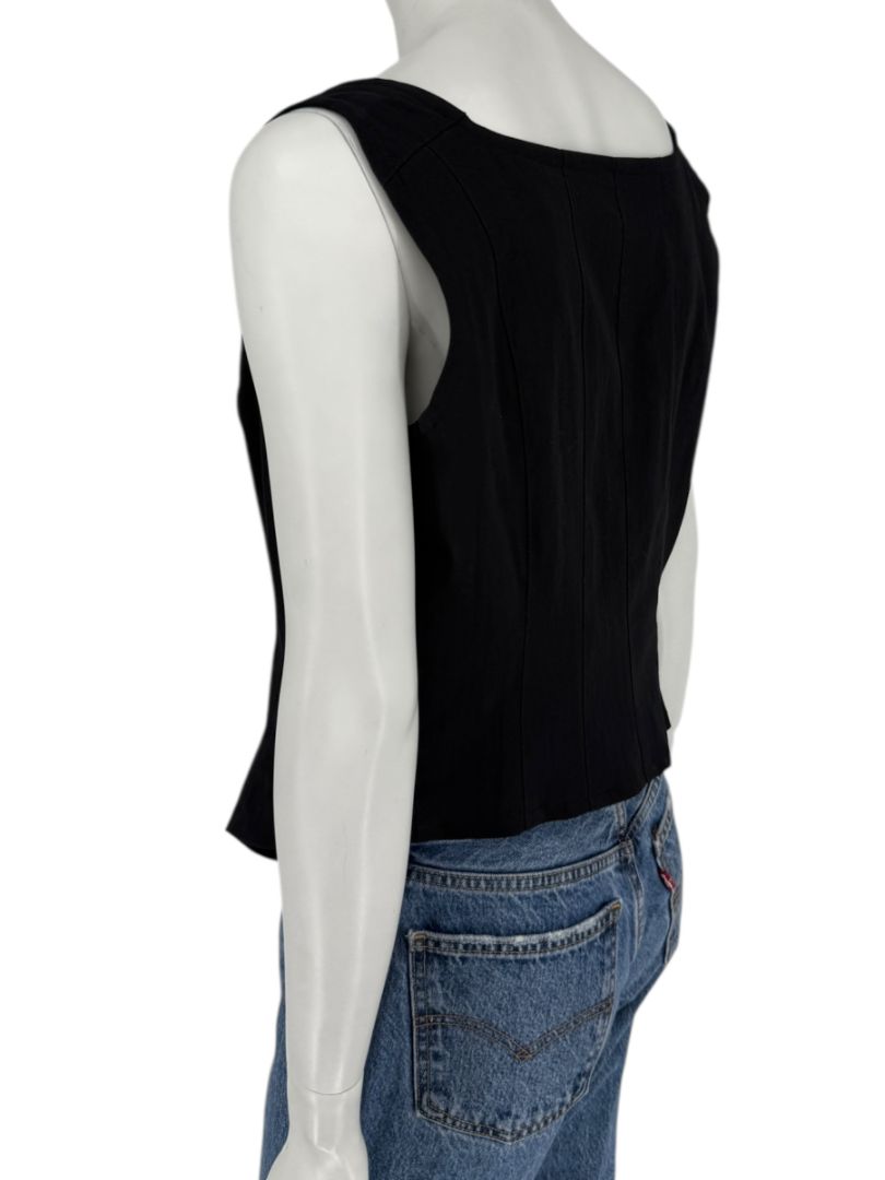 Ivan Grundahl Black Structured Hook-Front Corset Top – Size 44