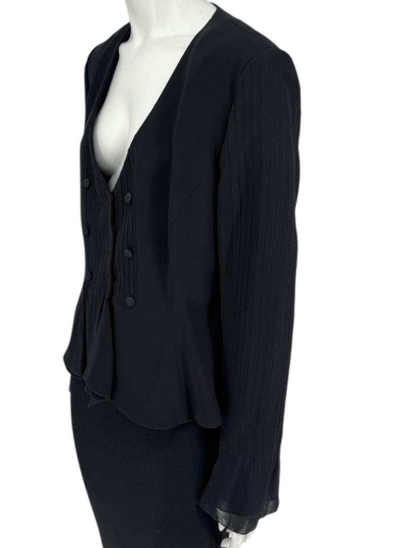 Armani Collezioni Black Silk Peplum Blazer – Size 14