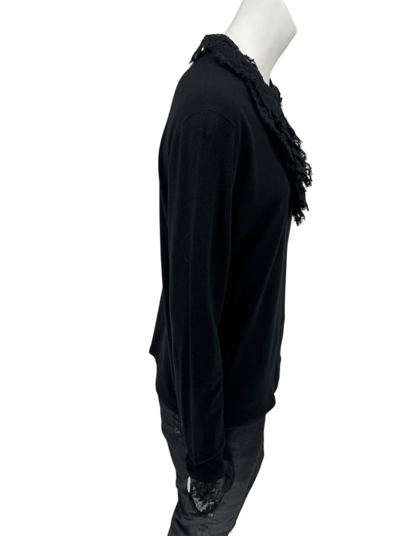 Rena Lange Black Lace Ruffle Blouse – Size 40 (US 8)
