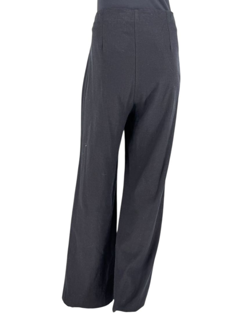 Equestrian Black Wide-Leg Linen Blend Pants – Size L
