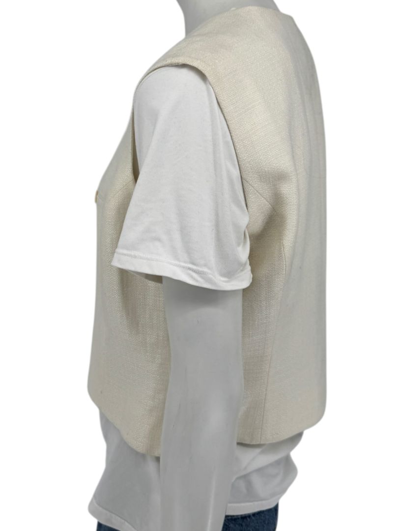 Linda Allard for Ellen Tracy Women’s Ivory Linen-Blend Vest – Size 14