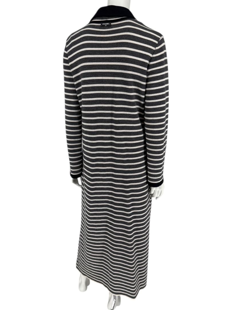 Chanel Reversible Striped Wool Long Cardigan Coat – Cruise 2010 “Venice” Collection – Size 44
