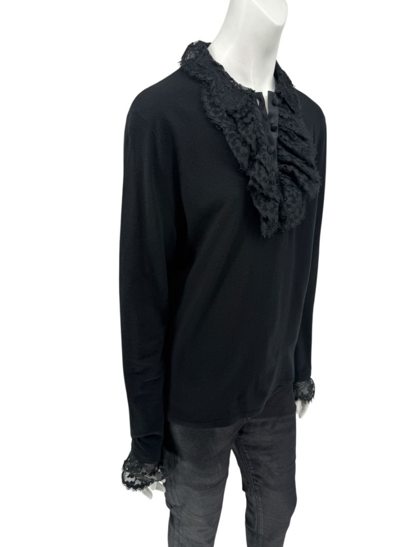 Rena Lange Black Lace Ruffle Blouse – Size 40 (US 8)