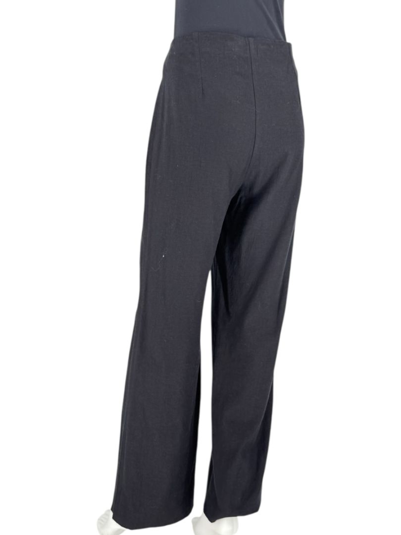 Equestrian Black Wide-Leg Linen Blend Pants – Size L