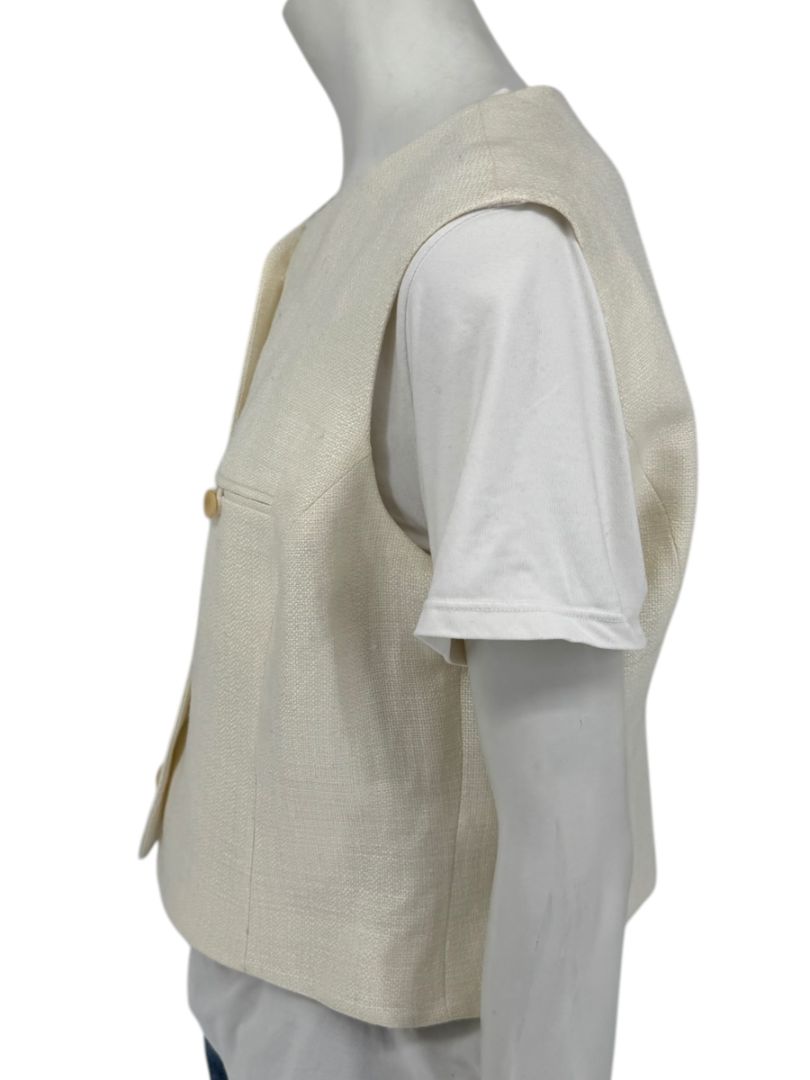 Linda Allard for Ellen Tracy Women’s Ivory Linen-Blend Vest – Size 14