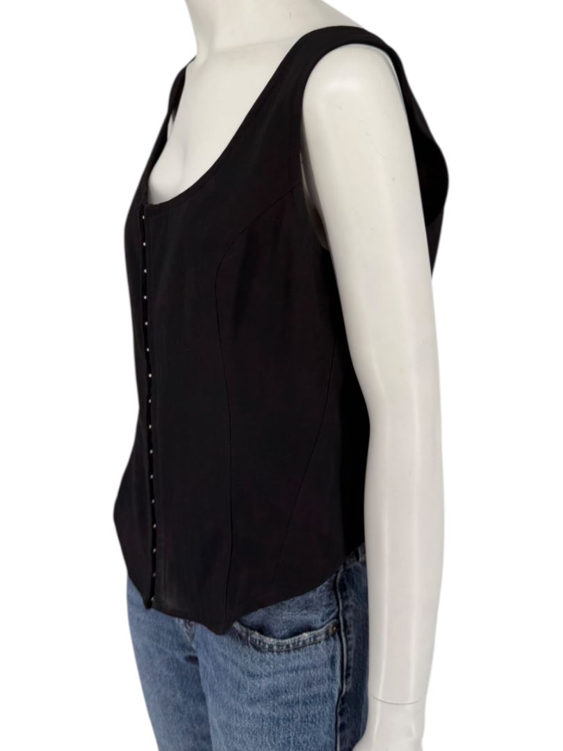Ivan Grundahl Black Structured Hook-Front Corset Top – Size 44