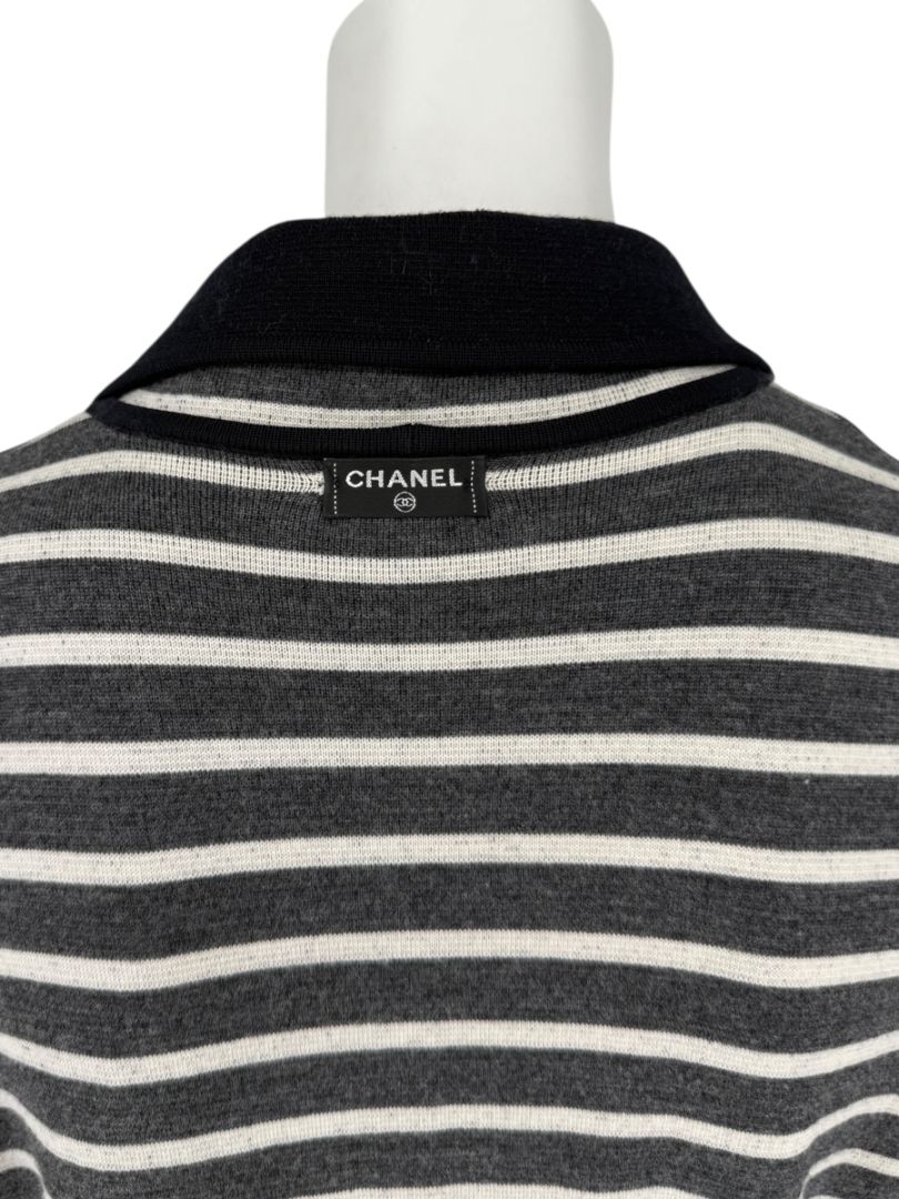 Chanel Reversible Striped Wool Long Cardigan Coat – Cruise 2010 “Venice” Collection – Size 44