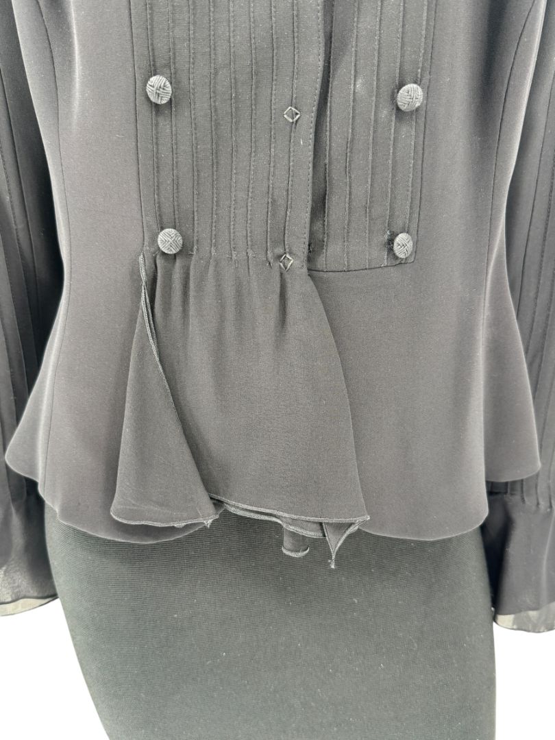 Armani Collezioni Black Silk Peplum Blazer – Size 14