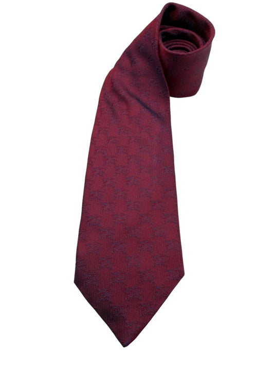 Burberry London Red Equestrian Knight Silk Necktie – Excellent Pre-Owned Condition